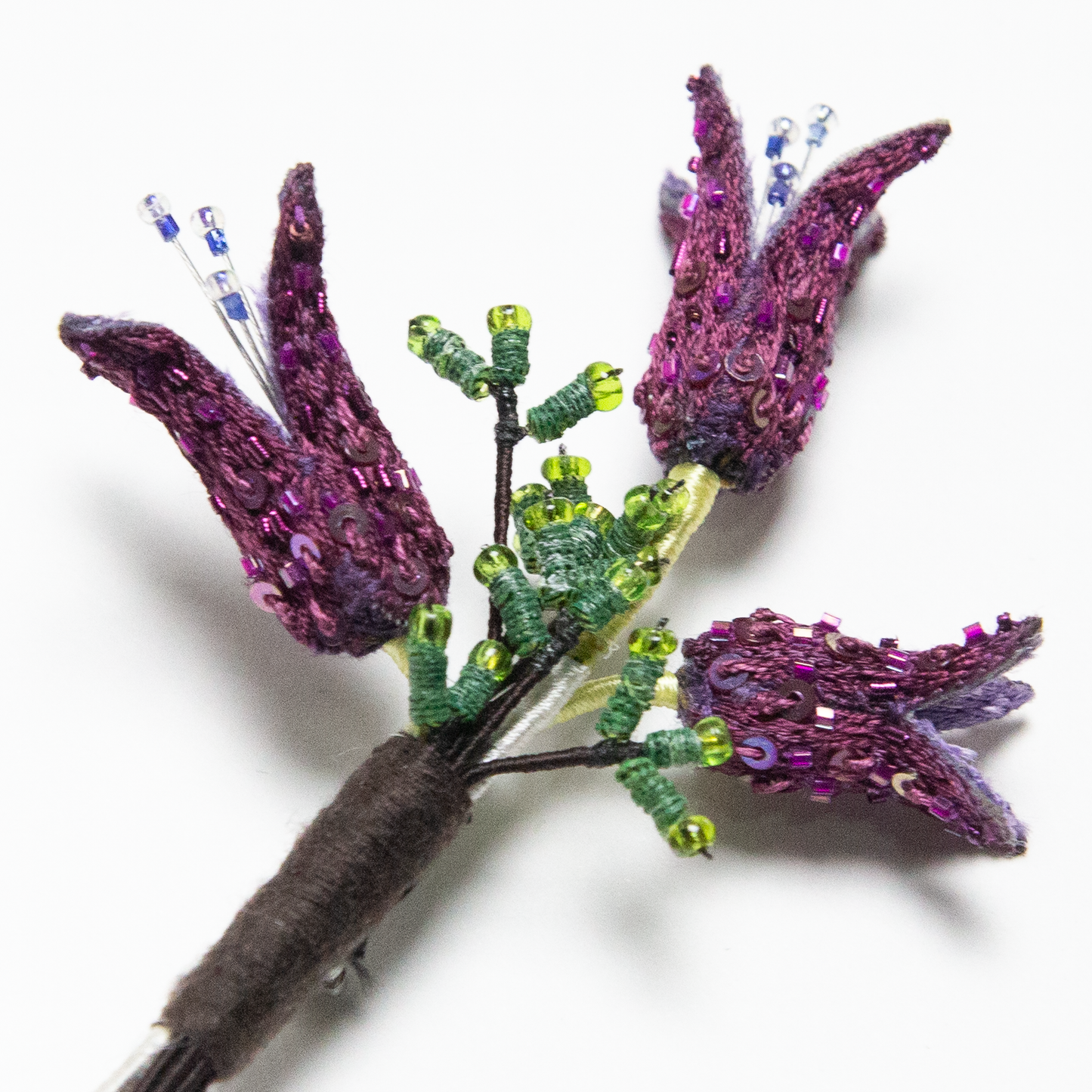 Beaded Violet Boutonniere Brooch