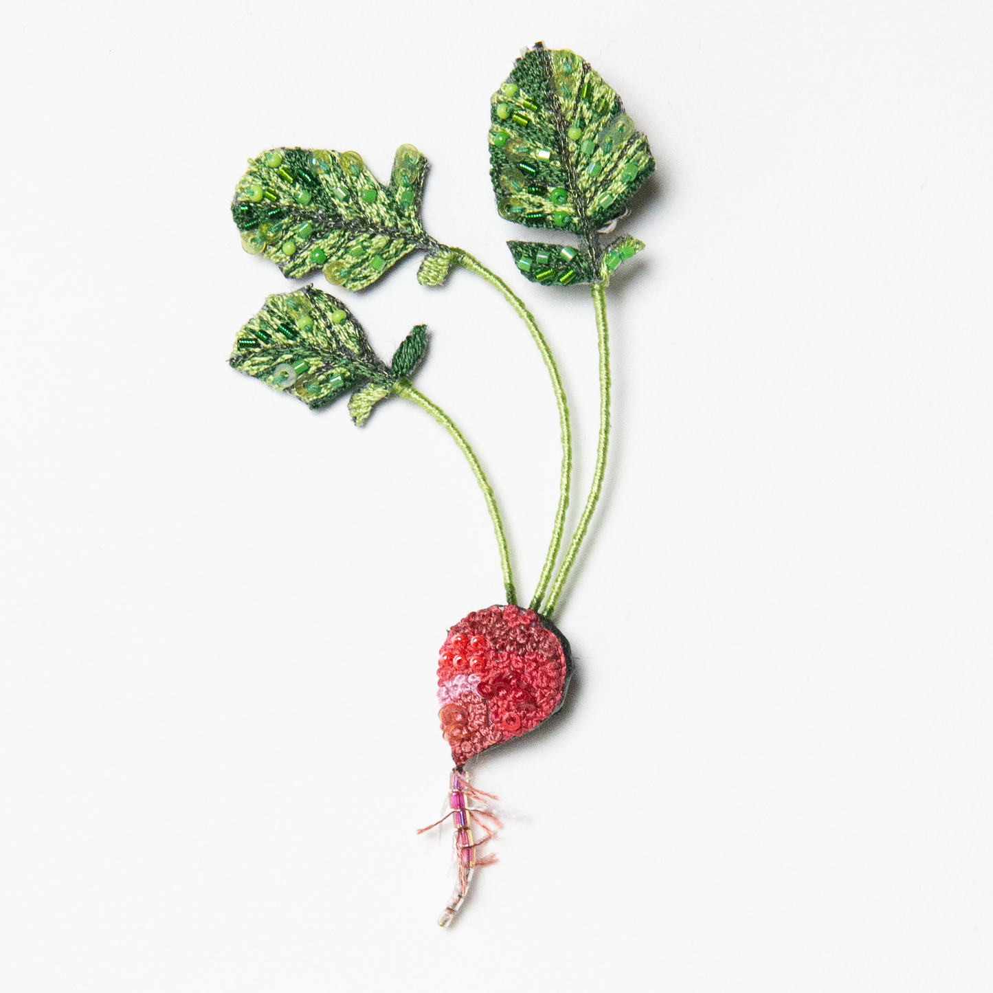 Beaded Red Radish Brooch