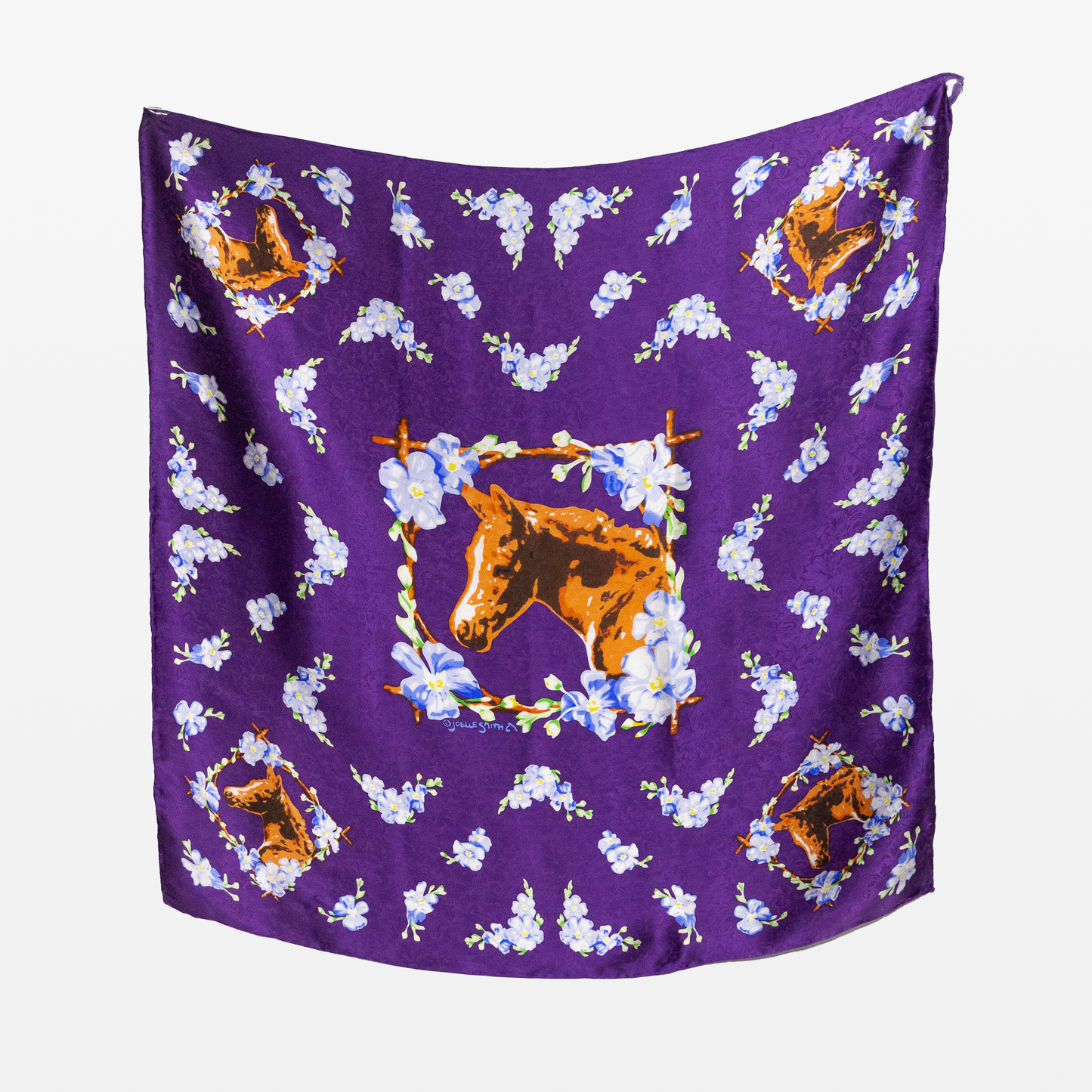 The Large ‘Bob Wire’ Silk Scarf - Violet Horse