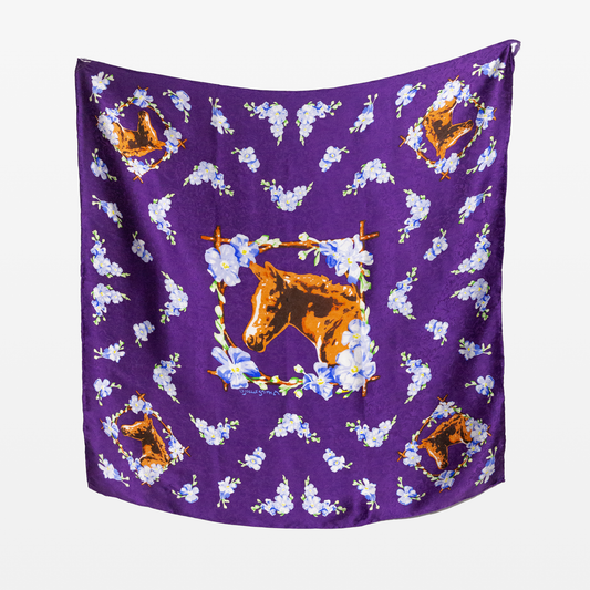 The Large ‘Bob Wire’ Silk Scarf - Violet Horse