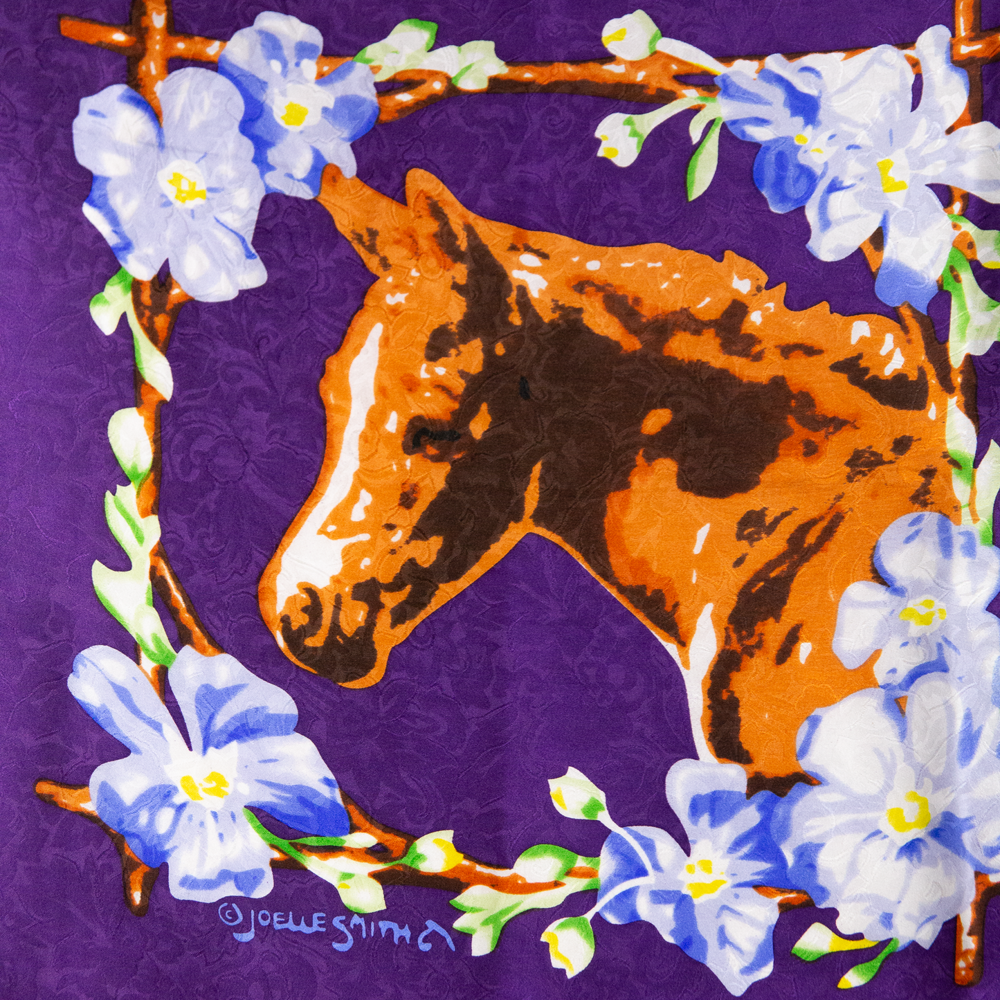 The Large ‘Bob Wire’ Silk Scarf - Violet Horse