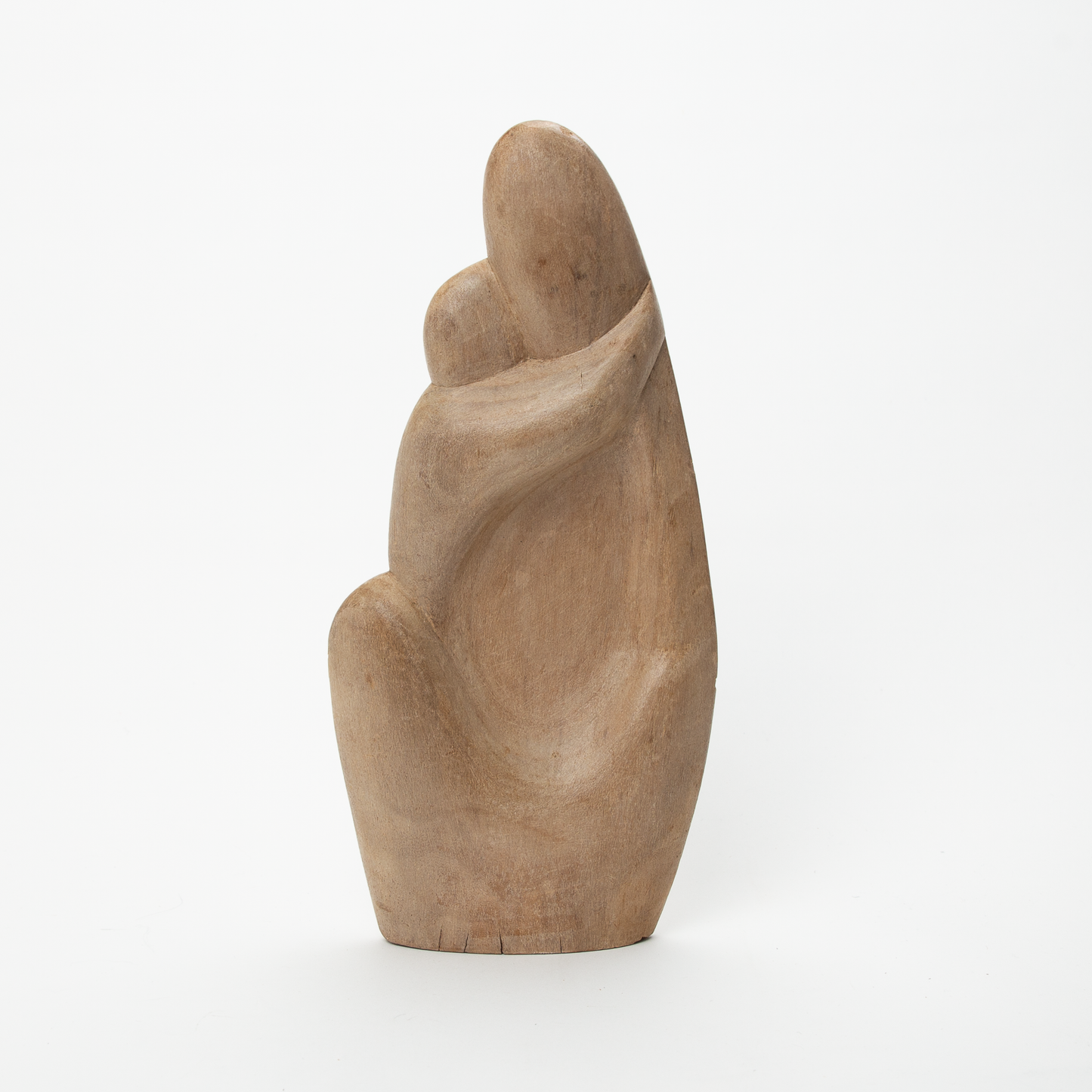 Wooden Mother and Child Sculpture