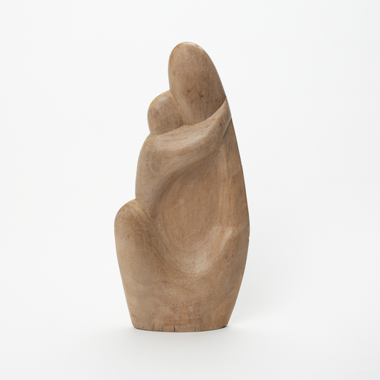 Wooden Mother and Child Sculpture