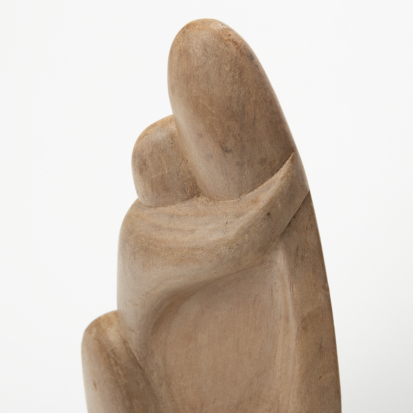 Wooden Mother and Child Sculpture