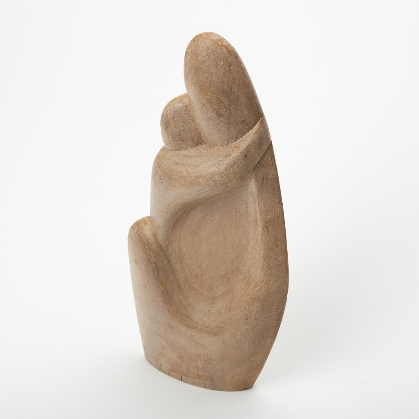 Wooden Mother and Child Sculpture