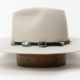 Turquoise Mountain Hat Band - Black Leather