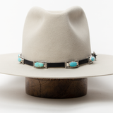 Turquoise Mountain Hat Band - Black Leather