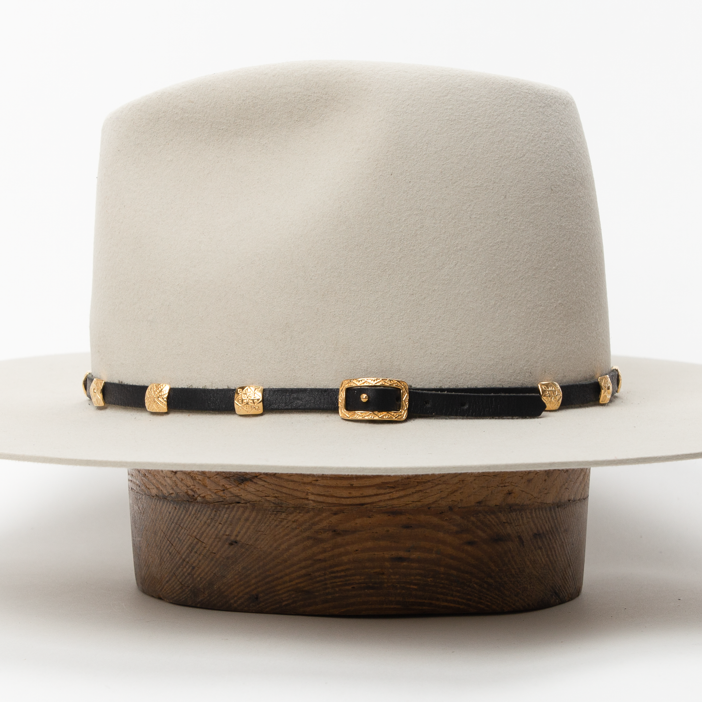 Gold Ancestral Path Hat Band - Black Leather