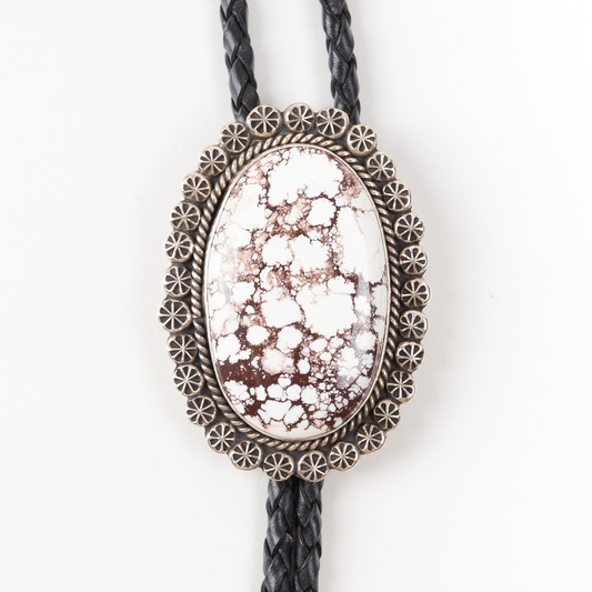 Oval Wagon Wheel Wild Horse Bolo