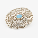 Shirley Skeets Navajo Turquoise Stamped Belt Buckle #1