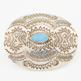 Shirley Skeets Navajo Turquoise Stamped Belt Buckle #1