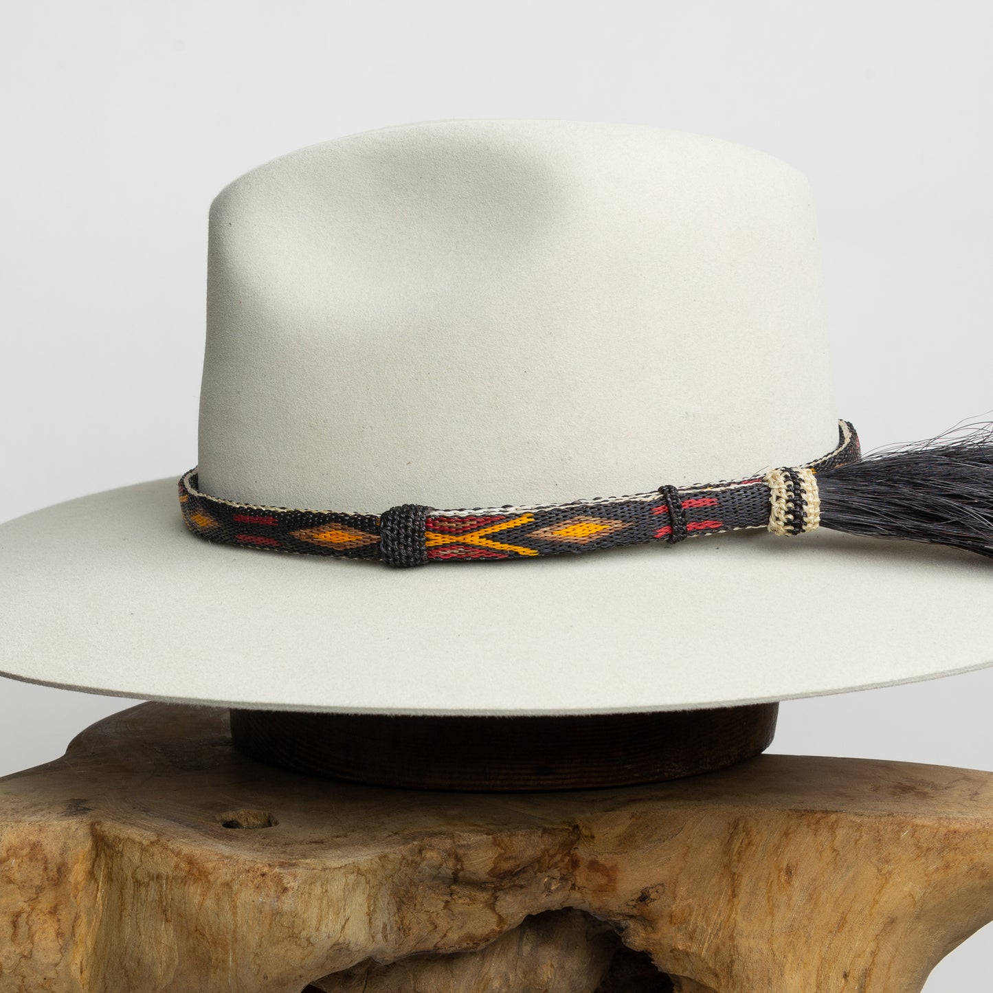 Hitched Horsehair Hat Band - Red & Orange Single Tassel