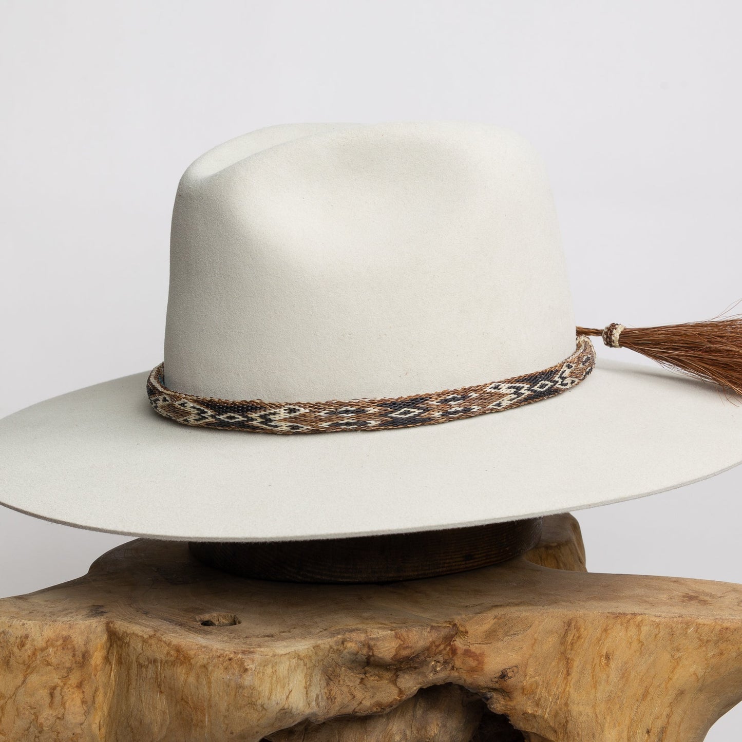 Hitched Horsehair Hat Band - Brown Reversible Double Tassel