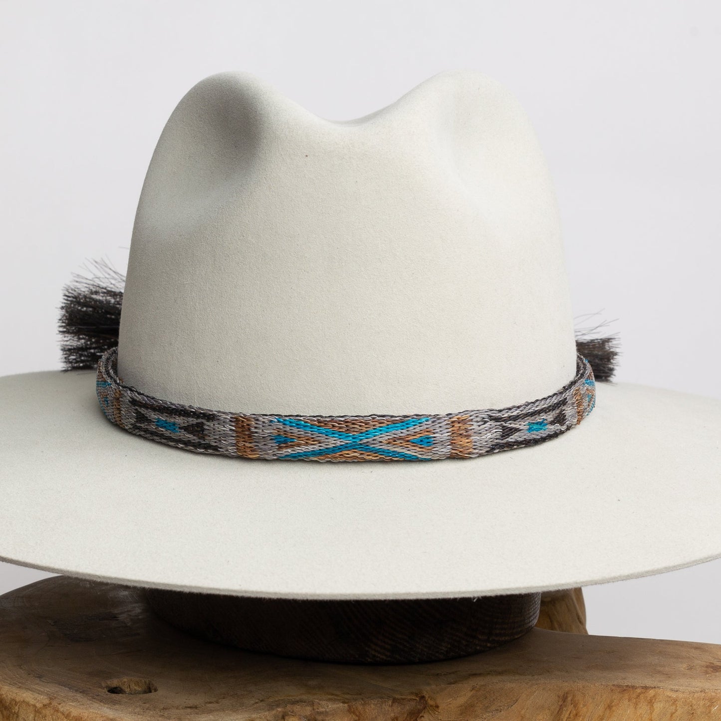 Hitched Horsehair Hat Band - Grey Reversible Double Tassel
