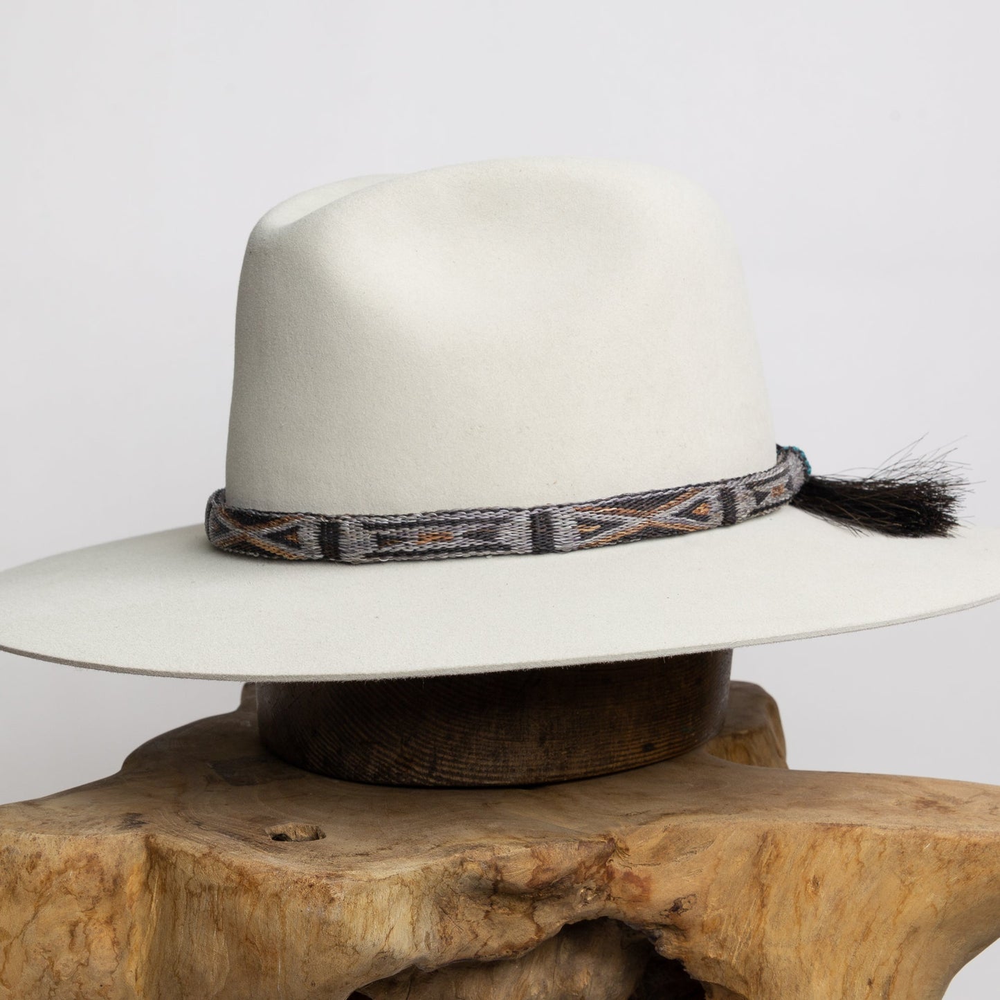 Hitched Horsehair Hat Band - Grey Reversible Double Tassel