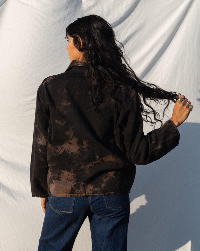 Kyoto Vintage Cotton Work Jacket in Black Acid